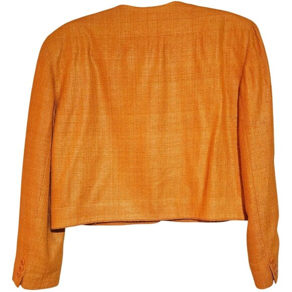 Linda Allard For Ellen Tracy Womens Orange Silk Button-Front Blazer Jacket Size - Picture 2 of 13
